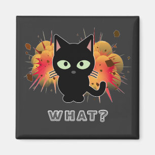 Funny Black Cat What Cute Kitten Lovers Pet Humour Magnet