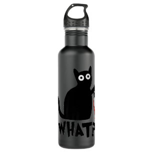 Funny Black Cat What Cute Suspicious kitten Gift W 710 Ml Water Bottle