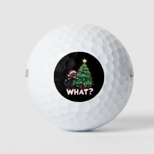 Funny Black Cat What Xmas Christmas Tree Golf Balls