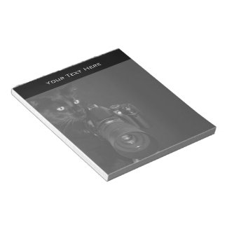 Funny Black Cat with the Camera Notepad