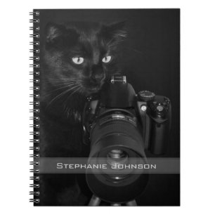 Funny Black Cat with the Camera Spiral Notebook