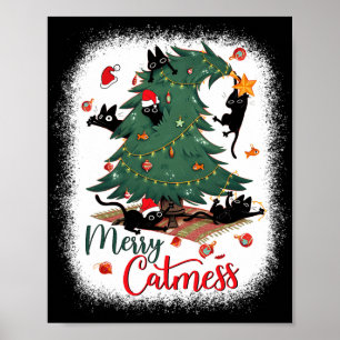 Funny Black Cats Christmas Tree Merry Catmess Cat  Poster