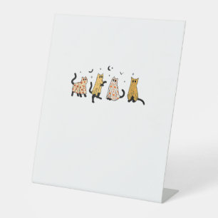 Funny Black Cats Ghost Halloween Pattern Cat Lover Pedestal Sign