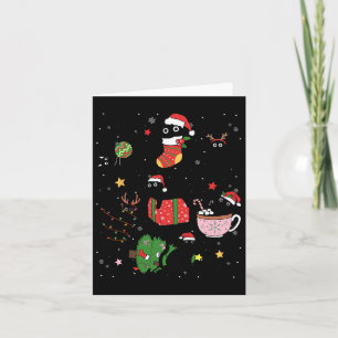 Funny Black Cats Santa Hat Christmas Tree Merry Ch Card
