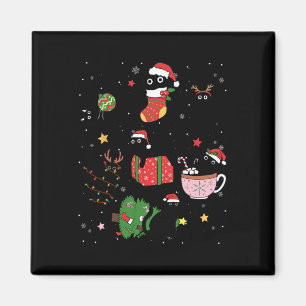 Funny Black Cats Santa Hat Christmas Tree Merry Ch Magnet