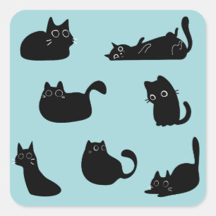  Funny Black Cats Square Sticker
