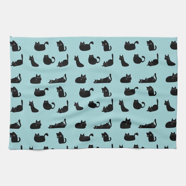 Funny Black Cats Tea Towel (Horizontal)