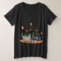 Funny Black Cats Working On Laptop Programmer Cat
