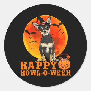 Funny Black Chihuahua Dog Halloween Happy Classic Round Sticker