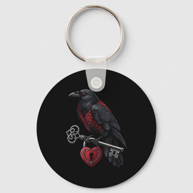Funny Black Crow Black Bird Funny Crow Valentines  Key Ring (Front)