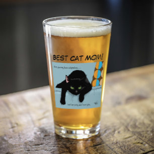Funny Black Cute Best Cat Mum Mother’s Day Glass