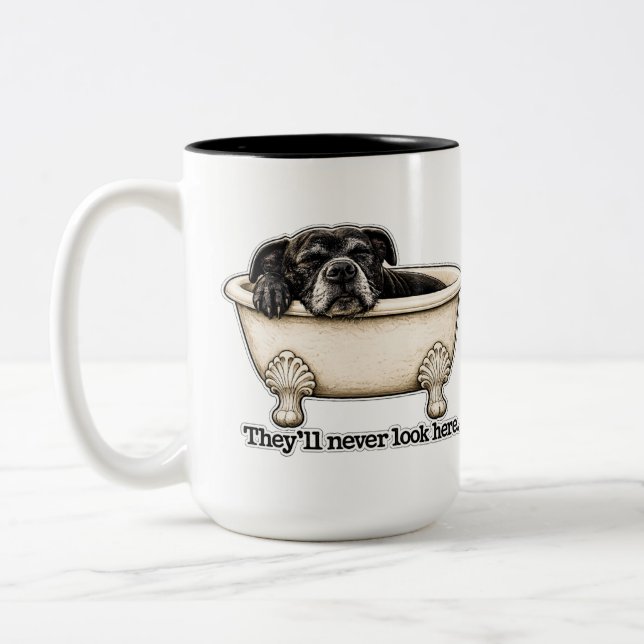 Funny Black Dog Mug Pitbull Humour (Left)