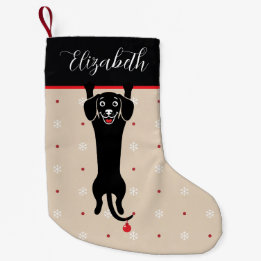 Funny Black Dog Personalised Name Christmas Small Christmas Stocking
