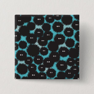 Funny black fluffy monsters  15 cm square badge