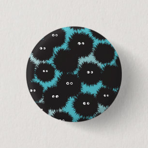 Funny black fluffy monsters  3 cm round badge