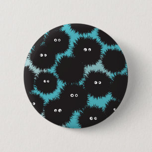 Funny black fluffy monsters  6 cm round badge