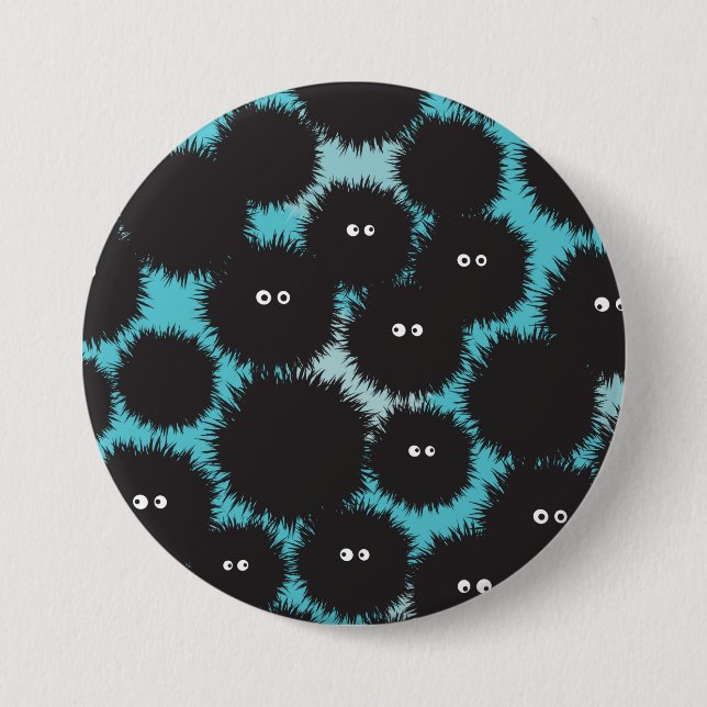 Funny black fluffy monsters  7.5 cm round badge (Front)