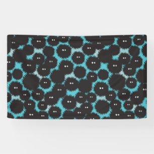 Funny black fluffy monsters banner