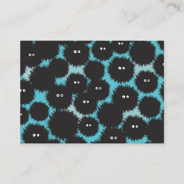 Funny black fluffy monsters  enclosure card (Front)