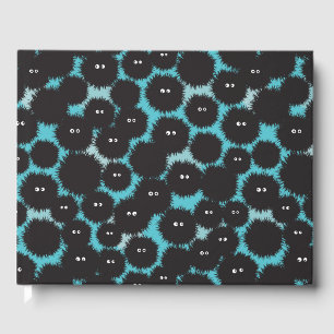 Funny black fluffy monsters guest book