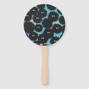 Funny black fluffy monsters hand fan