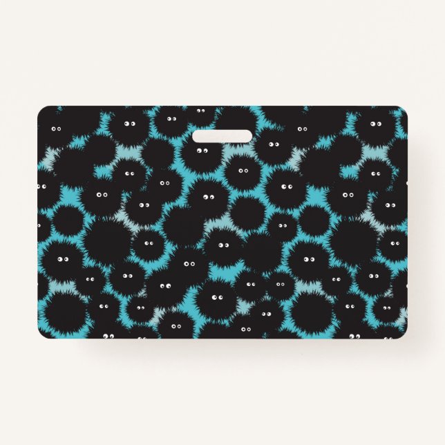 Funny black fluffy monsters  ID badge (Front)