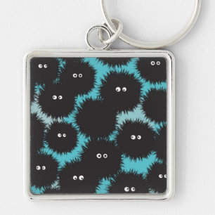 Funny black fluffy monsters  key ring