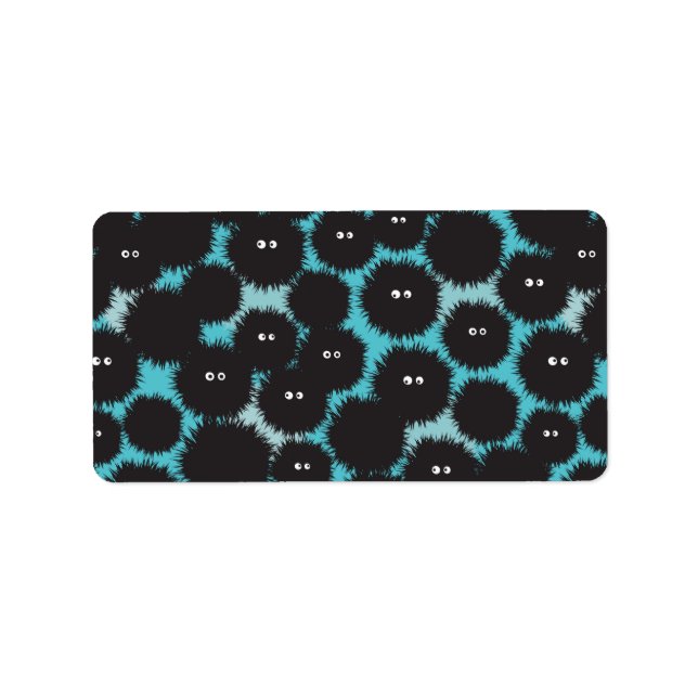 Funny black fluffy monsters  label (Front)