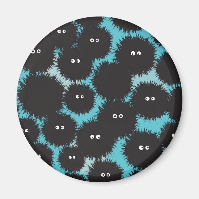 Funny black fluffy monsters  magnet (Front)