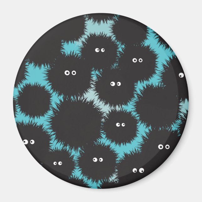 Funny black fluffy monsters  magnet (Front)