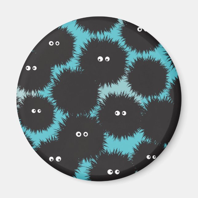 Funny black fluffy monsters  magnet (Front)