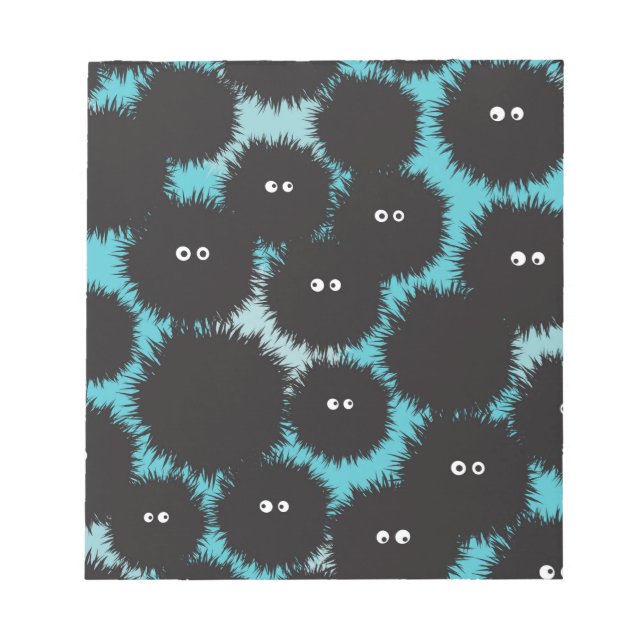Funny black fluffy monsters  notepad (Front)