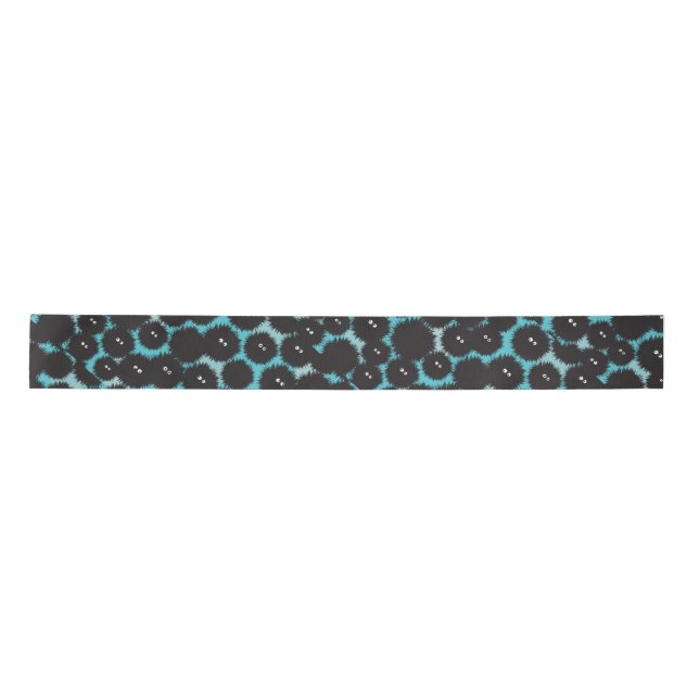 Funny black fluffy monsters  satin ribbon (Front)