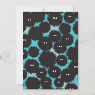 Funny black fluffy monsters save the date