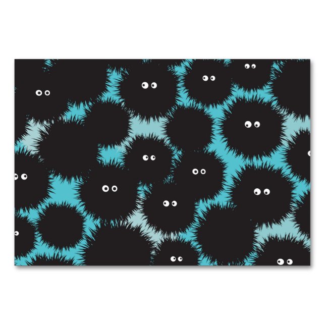 Funny black fluffy monsters  table number (Front)