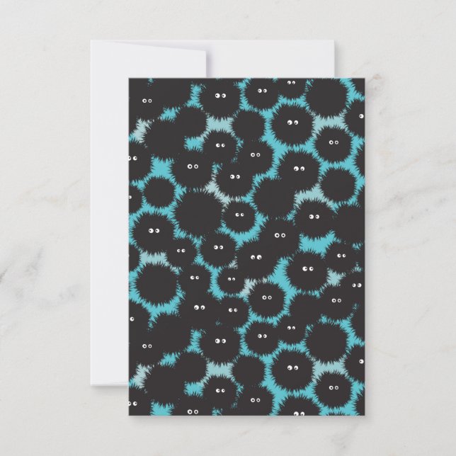 Funny black fluffy monsters  thank you card (Front)