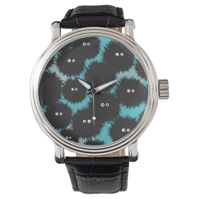 Funny black fluffy monsters  watch (Front)