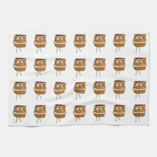 Funny Black Forest Gateau Quirky Watercolour Art Tea Towel