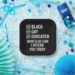 Funny Black Gay Pride Support LGBTQ Rights Paper Plate