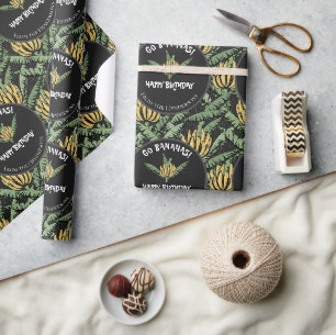 Funny Black Go Bananas Birthday Wrapping Paper