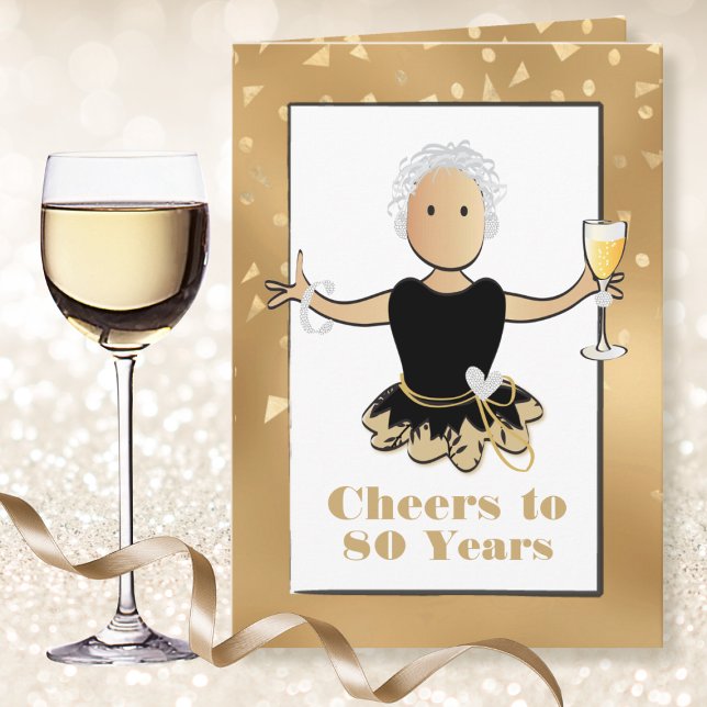 Funny Black Gold Glam Glitter Bold 80th Birthday  Card (Creator Uploaded)