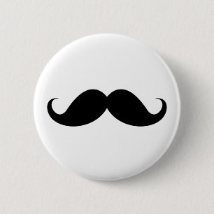 Funny black handlebar moustache trendy hipster 6 cm round badge