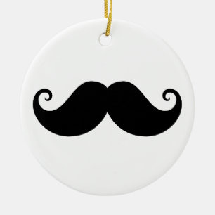 Funny black handlebar moustache trendy hipster ceramic tree decoration