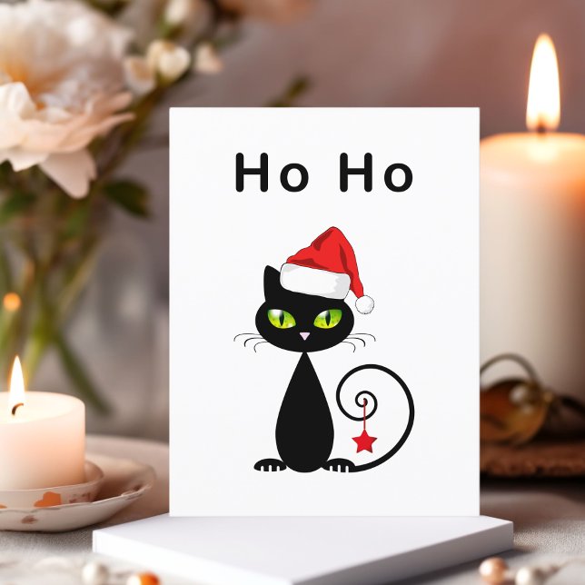 Funny Black Ho Ho Santa Claus Christmas Cat Postcard (Creator Uploaded)