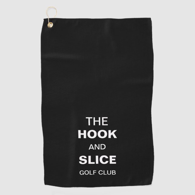 Funny Black Hook and Slice Golf Towel (Front)