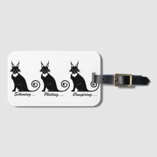 Funny Black Kitty Cat Trio Luggage Tag