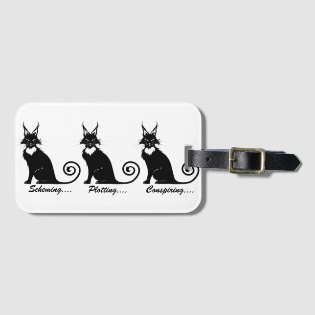 Funny Black Kitty Cat Trio Luggage Tag (Front Horizontal)