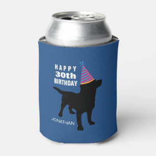 Funny Black Lab Dog Birthday Hat Any Age and Name Can Cooler