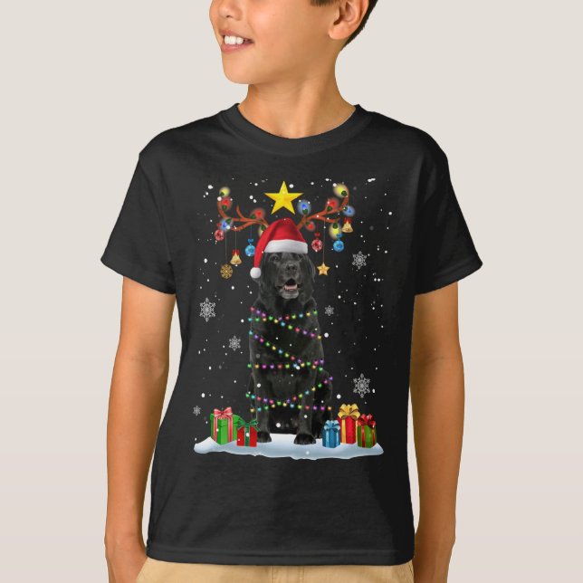 Funny Black Lab Dog Christmas Reindeer Christmas L T-Shirt (Front)