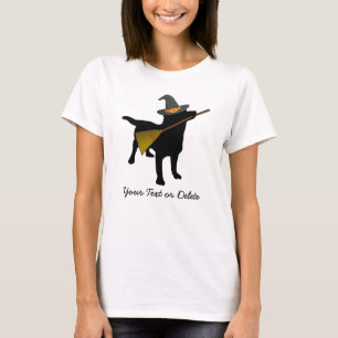 Funny Black Lab Dog Halloween Witch Hat Custom T-Shirt